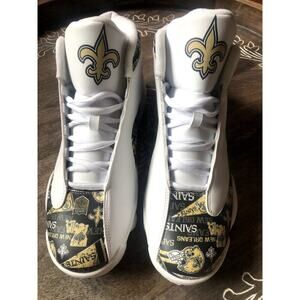 Men's New Orleans NFL Saints Big Logo Football Team Leather Sneakers- size 12.5